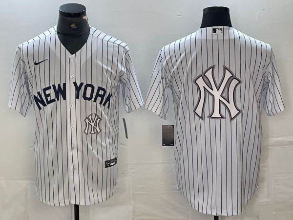 Men New York Yankees Blank White Stripe Game Nike 2024 MLB Jersey style 7